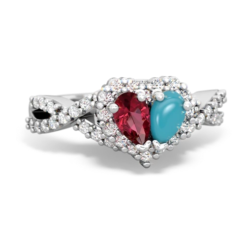 lab ruby-turquoise engagement ring