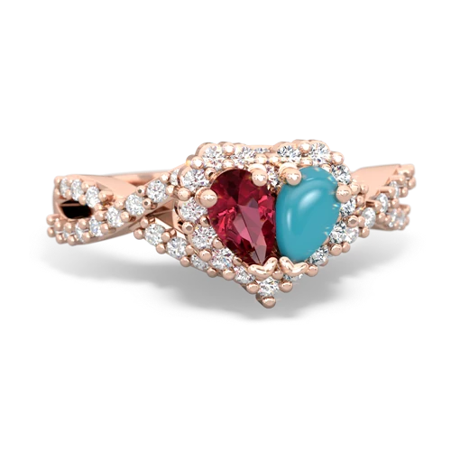 lab ruby-turquoise engagement ring