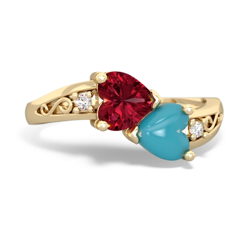 lab ruby-turquoise filligree ring