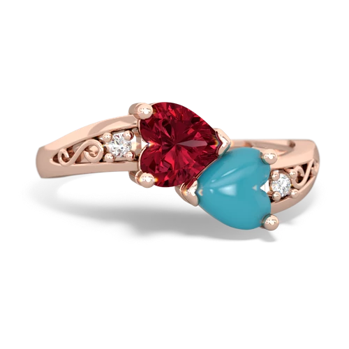 lab ruby-turquoise filligree ring