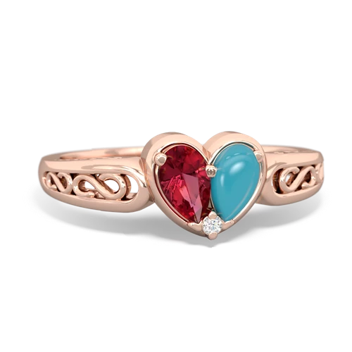 lab ruby-turquoise filligree ring