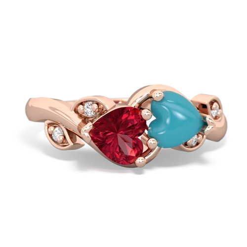 lab ruby-turquoise floral keepsake ring