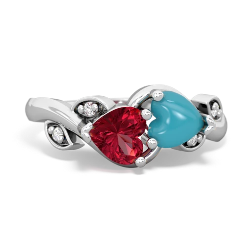 lab ruby-turquoise floral keepsake ring