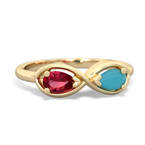 lab ruby-turquoise infinity ring