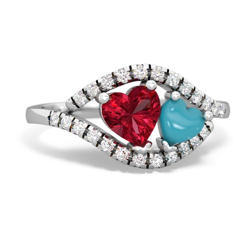 lab ruby-turquoise mother child ring