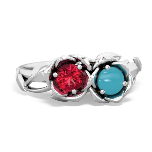 lab ruby-turquoise roses ring