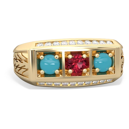 lab ruby-turquoise three stone ring