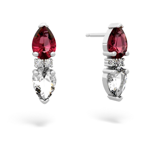 lab ruby-white topaz bowtie earrings