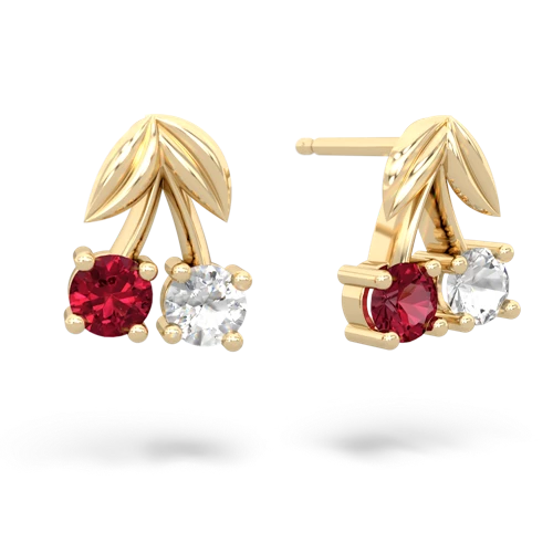 lab ruby-white topaz cherries earrings