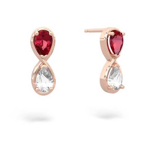 lab ruby-white topaz infinity earrings