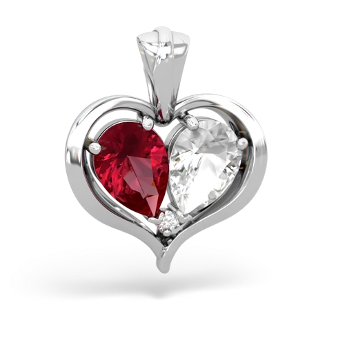 Lab Ruby Lab Created Ruby with Genuine White Topaz Two Become One pendant Pendant