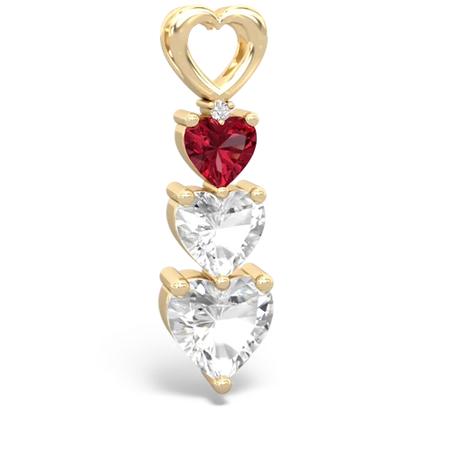 Lab Ruby Lab Created Ruby with Genuine White Topaz and Genuine Opal Past Present Future pendant Pendant