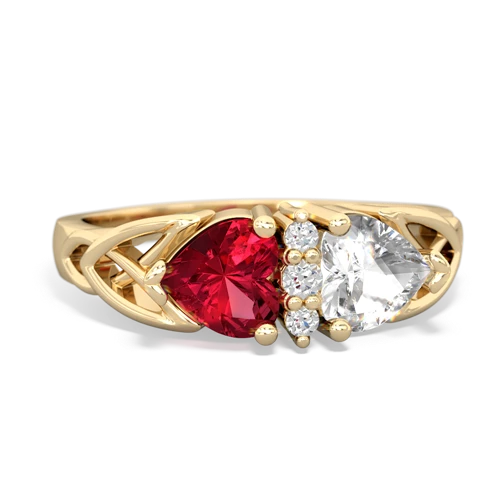Lab Ruby Lab Created Ruby with Genuine White Topaz Celtic Trinity Knot ring Ring