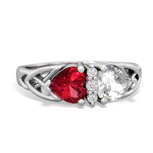 lab ruby-white topaz celtic ring