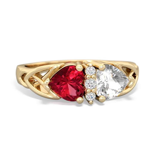 lab ruby-white topaz celtic ring