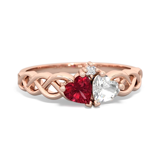 lab ruby-white topaz celtic braid ring