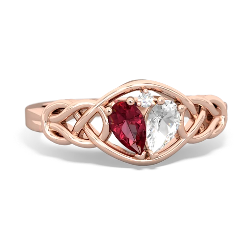 Lab Ruby Lab Created Ruby with Genuine White Topaz Celtic Love Knot ring Ring