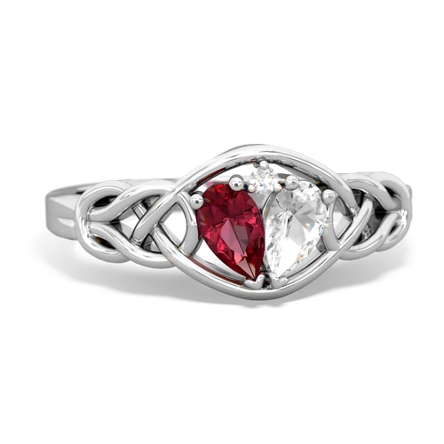 lab ruby-white topaz celtic knot ring