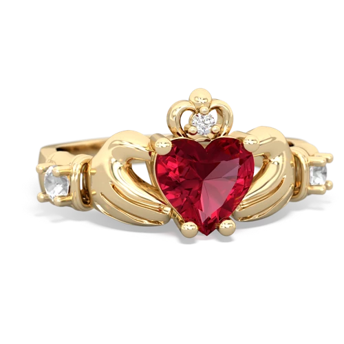 lab ruby-white topaz claddagh ring