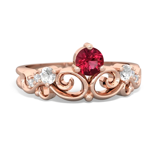 Lab Created Ruby with Genuine White Topaz and Genuine Pink Tourmaline Crown Keepsake ring