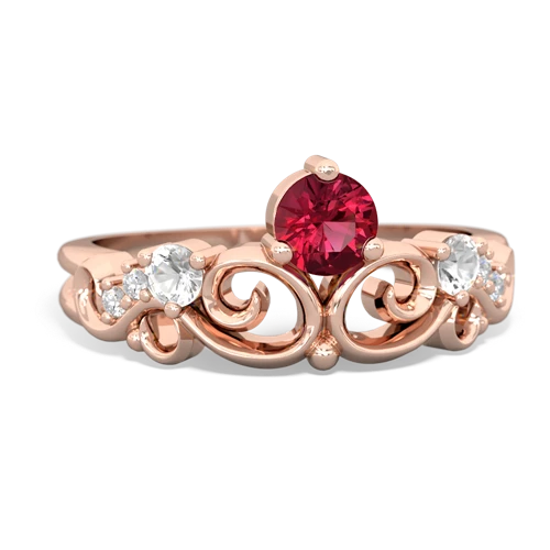 Lab Ruby Lab Created Ruby with Genuine White Topaz and Genuine Opal Crown Keepsake ring Ring