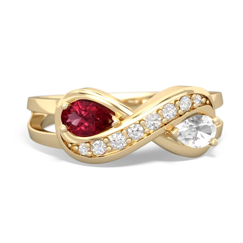 Lab Ruby Lab Created Ruby with Genuine White Topaz Diamond Infinity ring Ring
