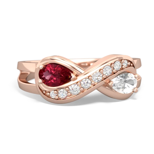 lab ruby-white topaz diamond infinity ring