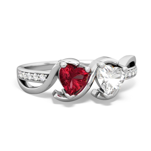 Lab Ruby Lab Created Ruby with Genuine White Topaz Side by Side ring Ring