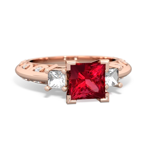 Lab Ruby Lab Created Ruby with Genuine White Topaz and  Art Deco ring Ring
