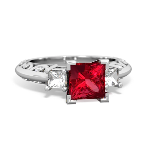 Lab Ruby Lab Created Ruby with Genuine White Topaz and Genuine Fire Opal Art Deco ring Ring