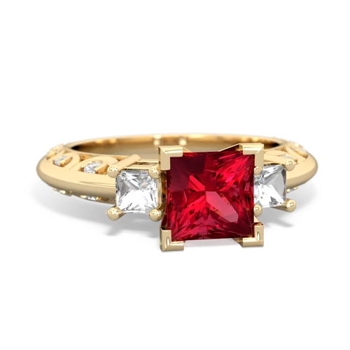 lab ruby-white topaz engagement ring
