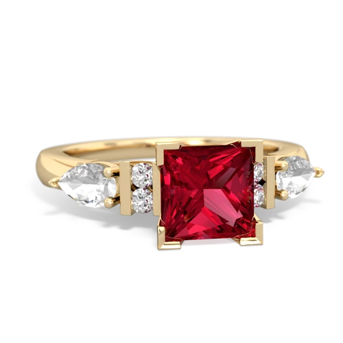 Lab Created Ruby with Genuine White Topaz and Genuine Pink Tourmaline Engagement ring