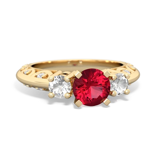 Lab Ruby Lab Created Ruby with Genuine White Topaz Art Deco ring Ring
