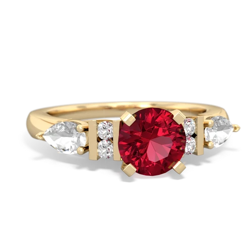 Lab Created Ruby with Genuine White Topaz and Genuine Pink Tourmaline Engagement ring