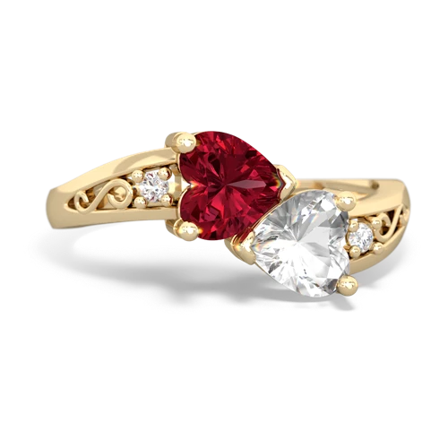 lab ruby-white topaz filligree ring