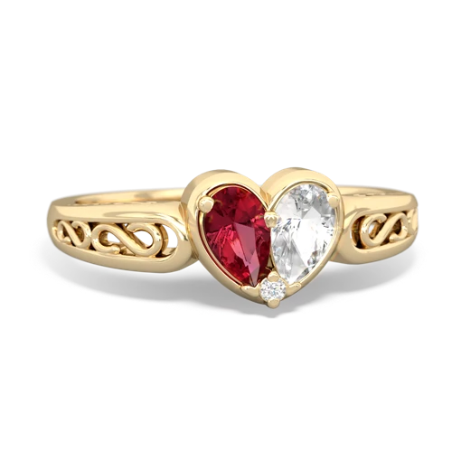 lab ruby-white topaz filligree ring