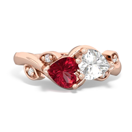 lab ruby-white topaz floral keepsake ring