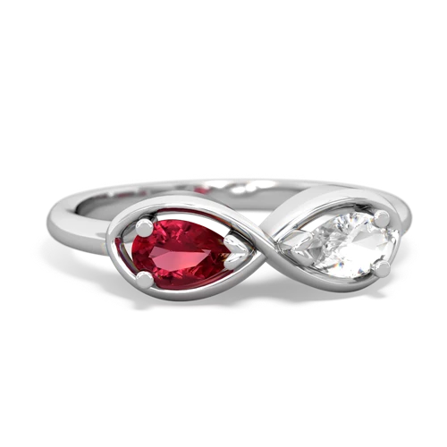Lab Ruby Lab Created Ruby with Genuine White Topaz Infinity ring Ring