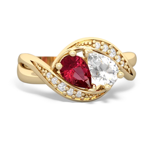 Lab Ruby Lab Created Ruby with Genuine White Topaz Summer Winds ring Ring