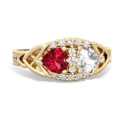 Lab Ruby Lab Created Ruby with Genuine White Topaz Celtic Knot Engagement ring Ring