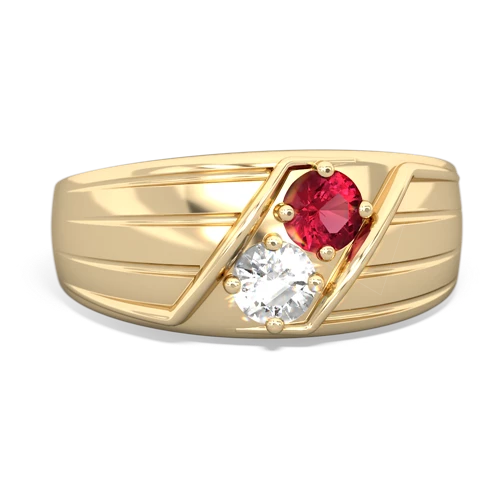 lab ruby-white topaz mens ring