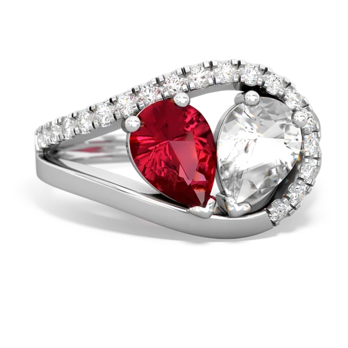lab ruby-white topaz pave heart ring