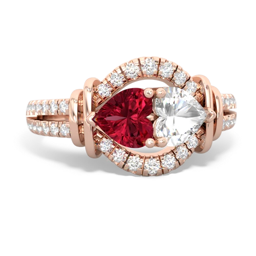 lab ruby-white topaz pave keepsake ring