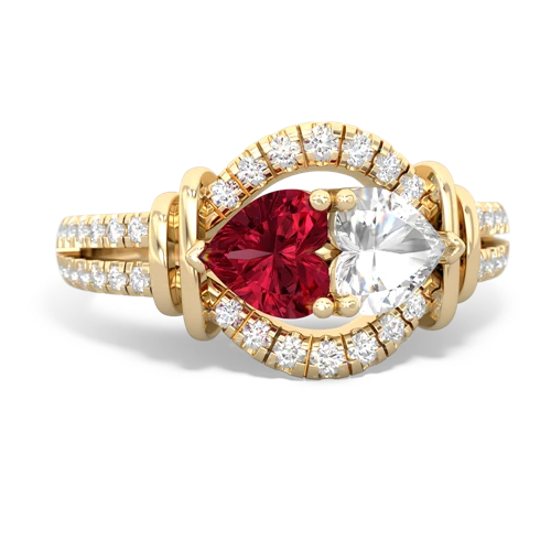 lab ruby-white topaz pave keepsake ring