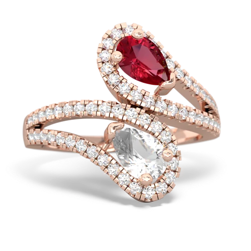 Lab Ruby Lab Created Ruby with Genuine White Topaz Diamond Dazzler ring Ring