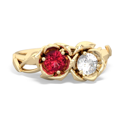 lab ruby-white topaz roses ring