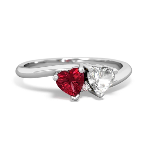 Lab Ruby Lab Created Ruby with Genuine White Topaz Sweetheart's Promise ring Ring