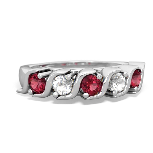 lab ruby-white topaz timeless ring