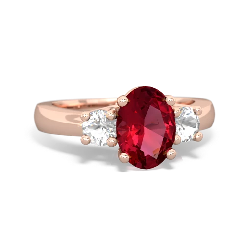 Lab Ruby Lab Created Ruby with Genuine White Topaz Three Stone Trellis ring Ring
