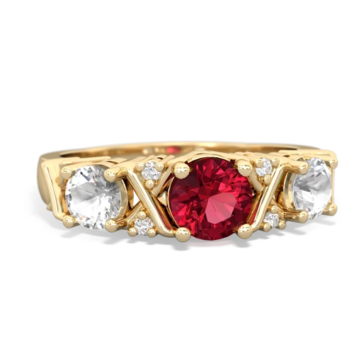 Lab Ruby Lab Created Ruby with Genuine White Topaz and Genuine Fire Opal Hugs and Kisses ring Ring